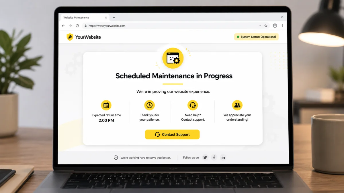 Planned maintenance page